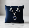 Silver saphire blue locket set
