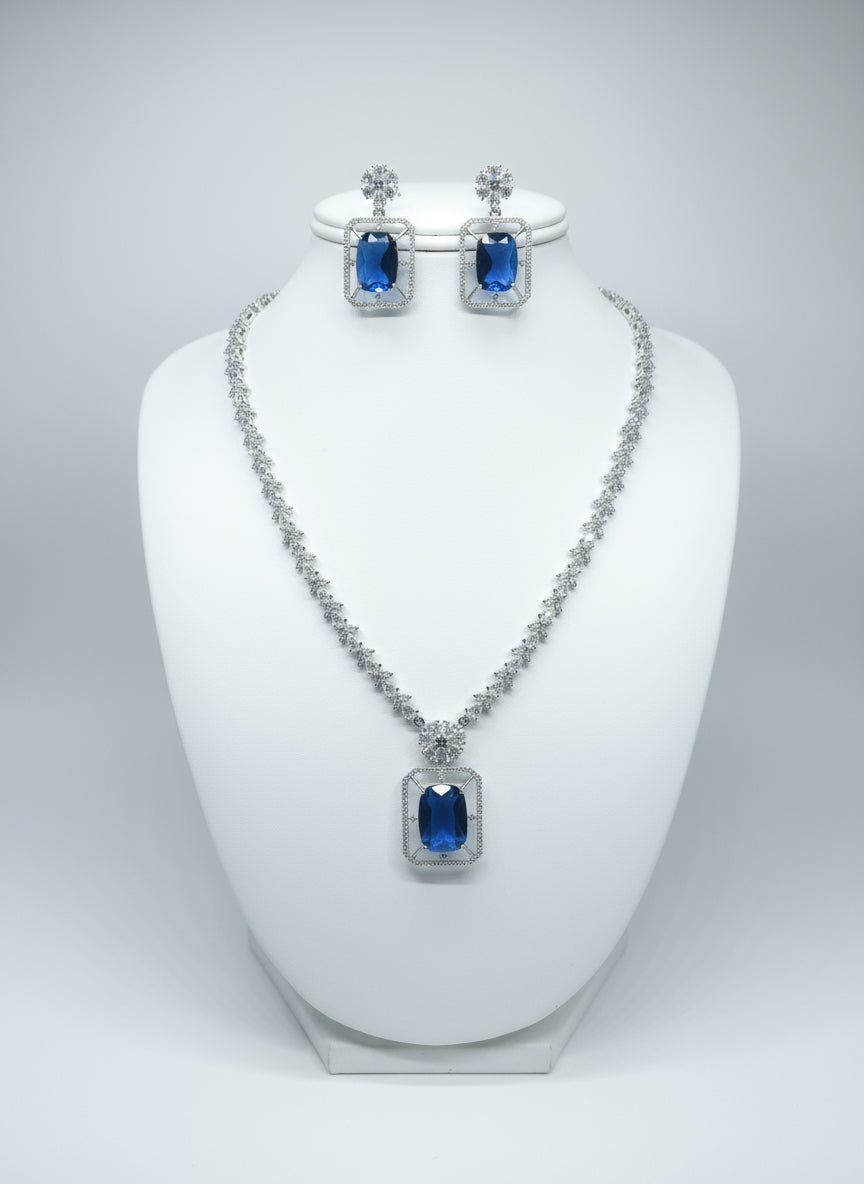 Silver saphire blue set