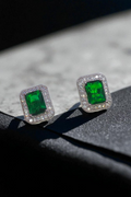 silver emerald studs