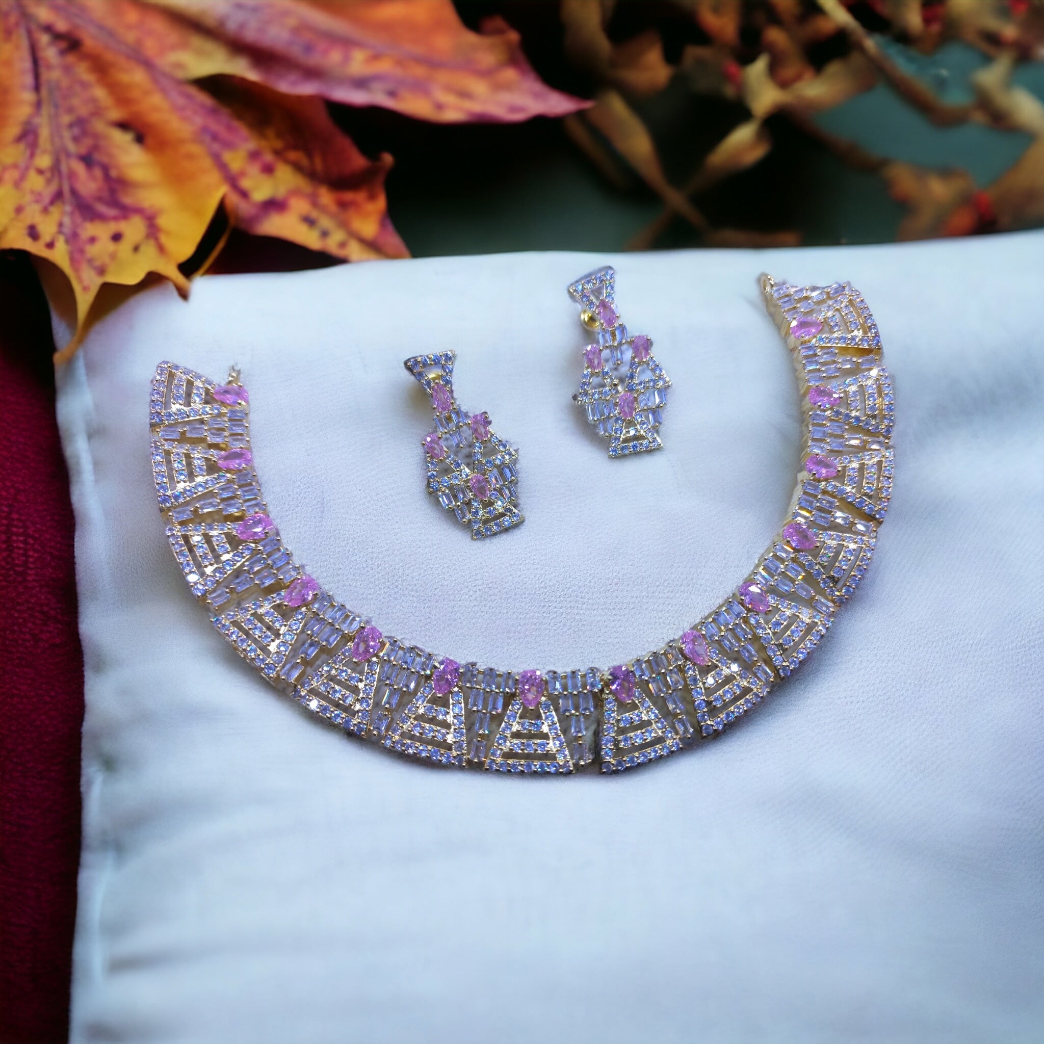 Golden baby pink stones..with cubic