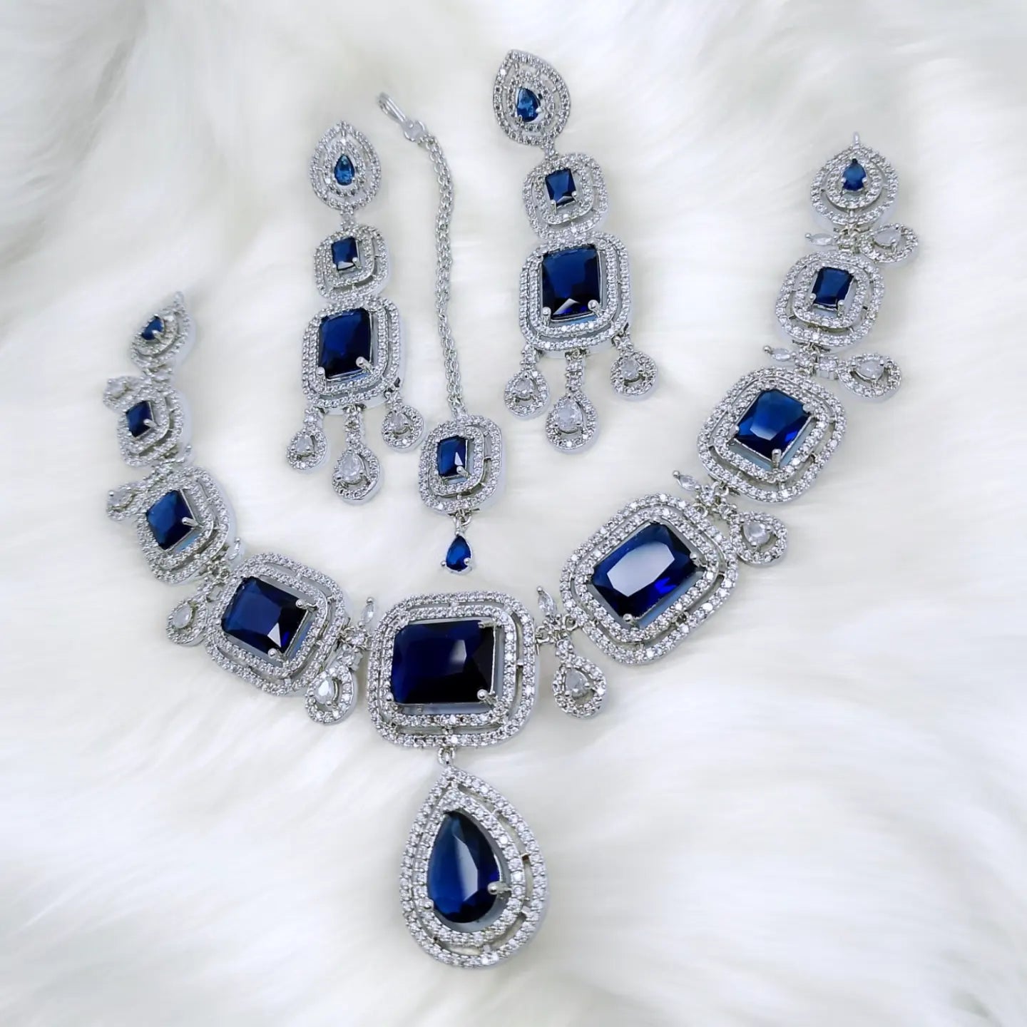 Silver saphire blue set