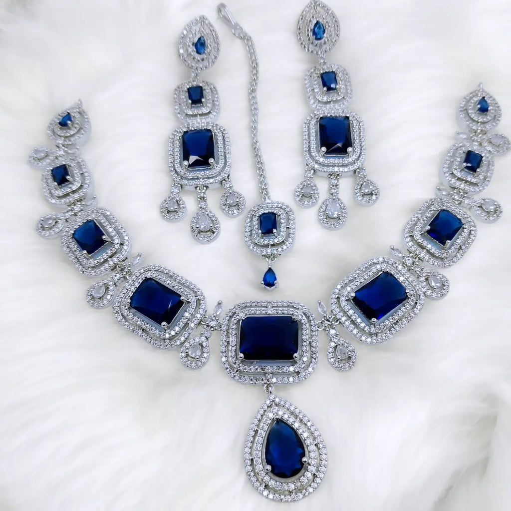 Silver saphire blue set