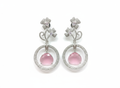 Pink Gemstone Floral Earrings