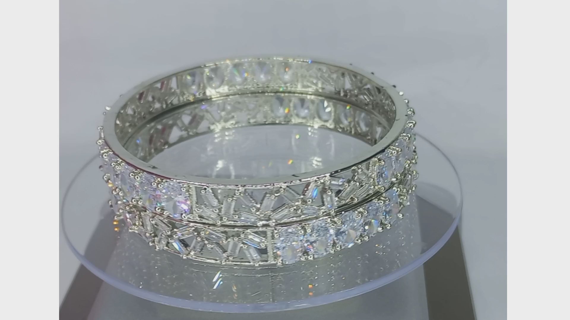 Silver Zircons bangles