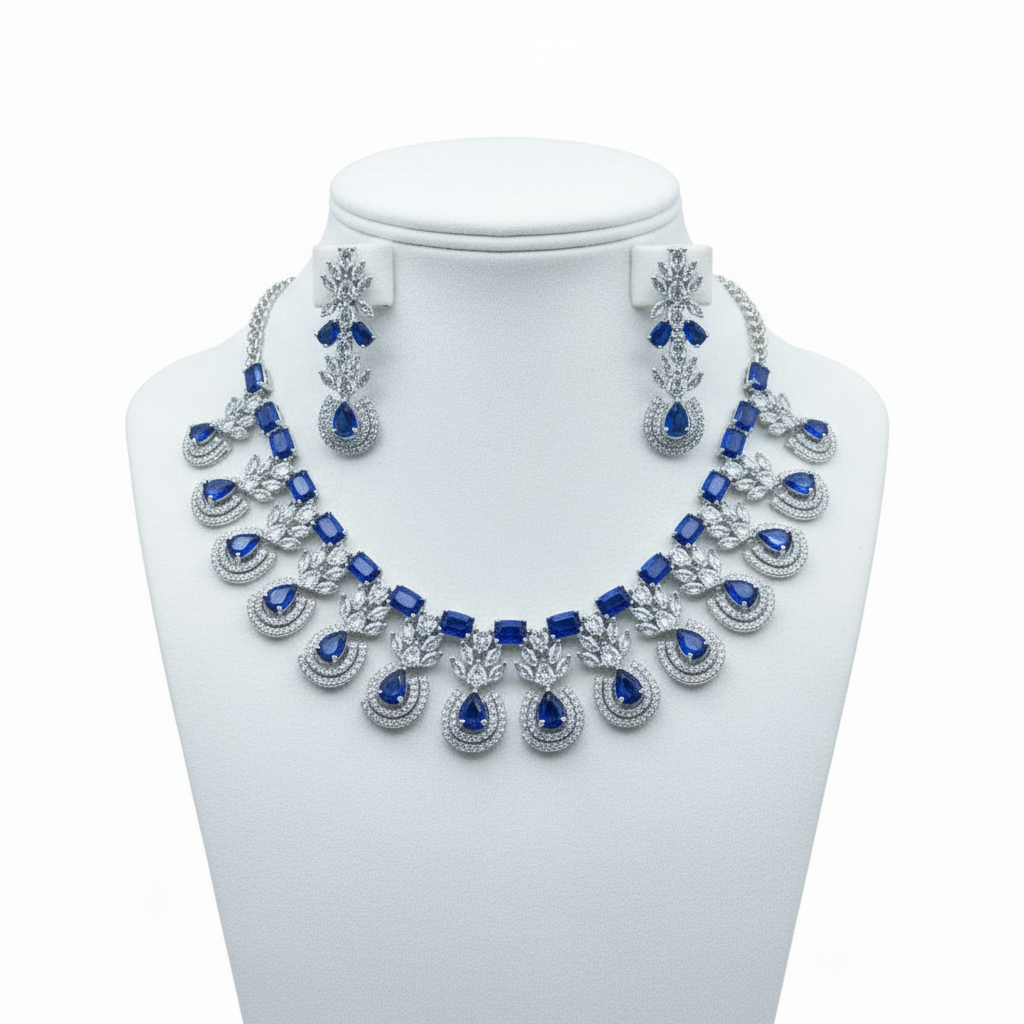 silver saphire blue set