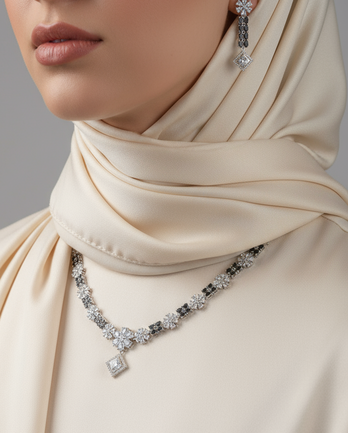 Silver Crystal Jewelry - Neck Only, No Face