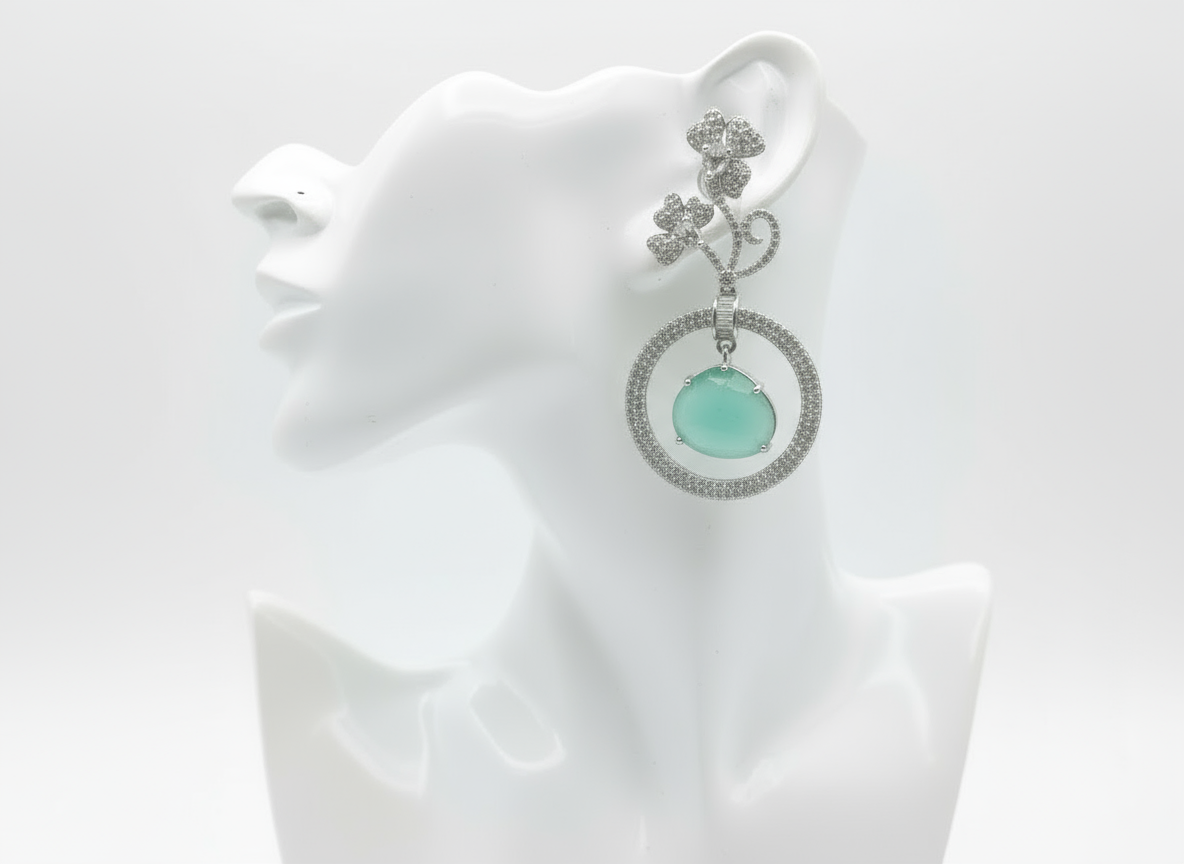 Silver mintgreen earings